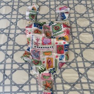 Colorful Seashell Print One-Piece Swimsuit - Multicolor